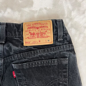 VTG 512 Levis Jeans Juniors 9 Black Denim Slim Fit Straight Leg Grunge Skater
